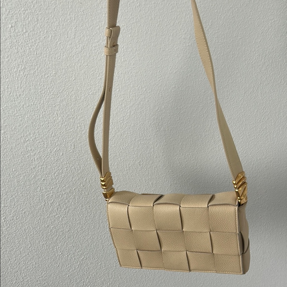 Bottega Veneta Tan Woven Leather Crossbody Bag